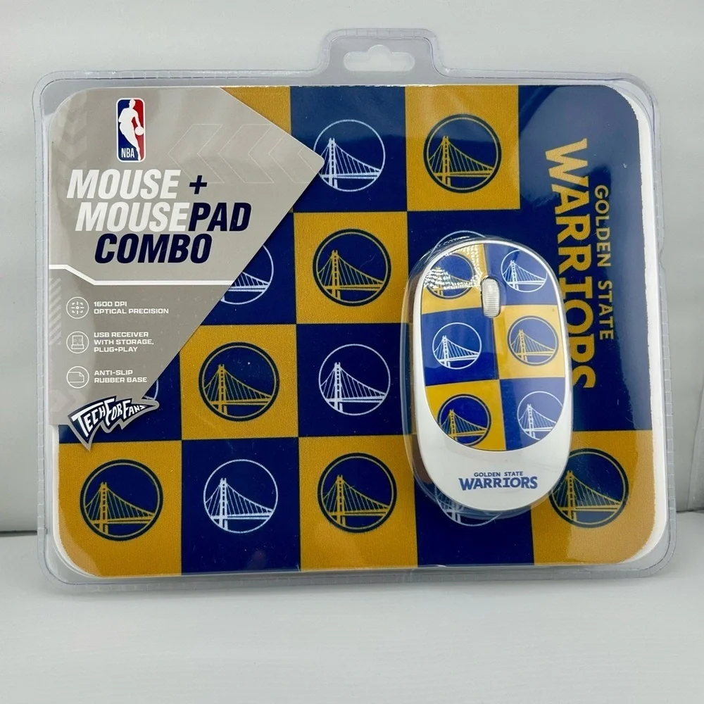 💛💙 Golden State Warriors Wireless Mouse + Mouse Pad Combo – Ergonomic